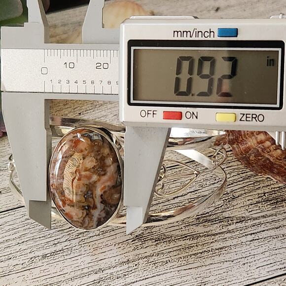 Earth's Essence Brown Jasper Silver Cuff Bracelet - Natural Elegance - Picture 3 of 10